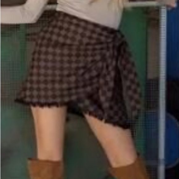 Judth March Brown Checkered Elastic Waist Wrap Skirt Womens Size Medium - Picture 6 of 7